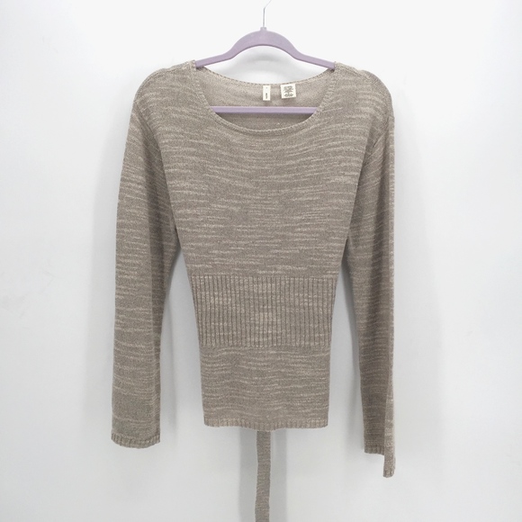 Anthropologie Sweaters - Moth Lightweight Oatmeal Sweater w Back Waist Tie